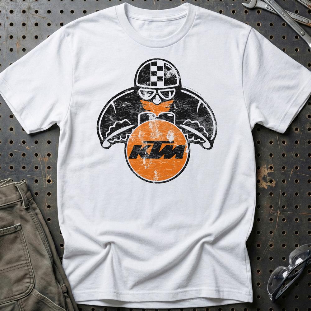 KTM Biker Vintage Style Unisex T-Shirt , Bomuld-Beklædning-KTM-Hvid-S-Garage Culture Shop- garage - man cave - merchandise