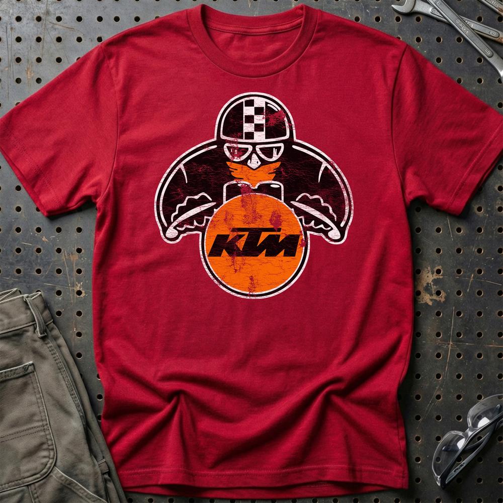 KTM Biker Vintage Style Unisex T-Shirt , Bomuld-Beklædning-KTM-Rød-S-Garage Culture Shop- garage - man cave - merchandise