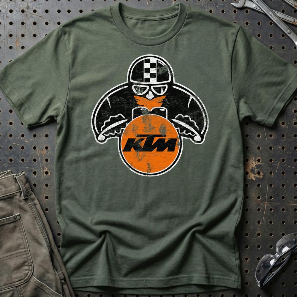 KTM Biker Vintage Style Unisex T-Shirt , Bomuld-Beklædning-KTM-Grøn Militær-S-Garage Culture Shop- garage - man cave - merchandise
