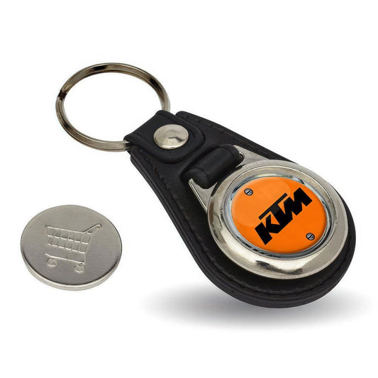 KTM - Nøglering med Indkøbsvognsmønt – Metal & Kunstlæder-Nøglering-KTM-Garage Culture Shop- garage - man cave - merchandise