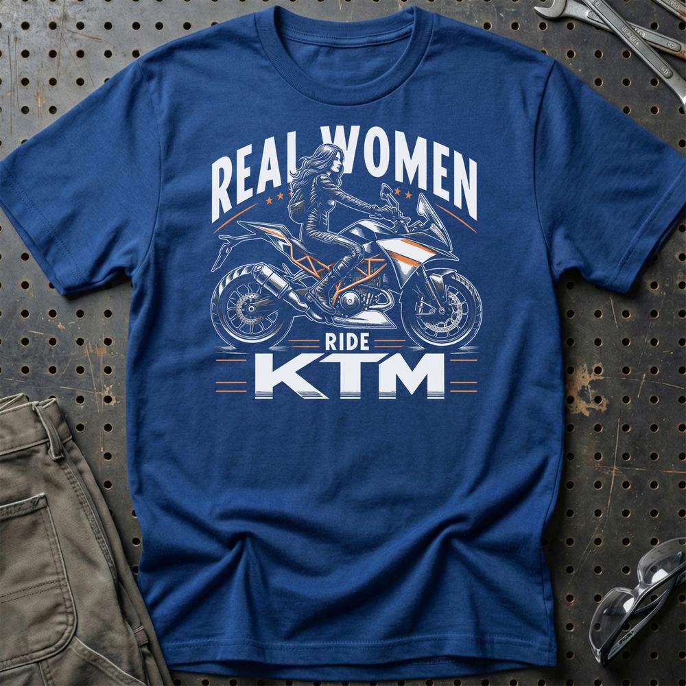 KTM Real Women Ride KTM T-Shirt-Beklædning-KTM-Blå Royal-S-Garage Culture Shop- garage - man cave - merchandise
