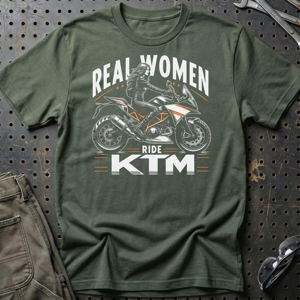 KTM Real Women Ride KTM T-Shirt-Beklædning-KTM-Grøn Militær-S-Garage Culture Shop- garage - man cave - merchandise