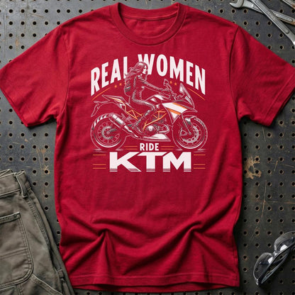 KTM Real Women Ride KTM - Unisex T-Shirt , Bomuld-Beklædning-KTM-Rød-S-Garage Culture Shop- garage - man cave - merchandise