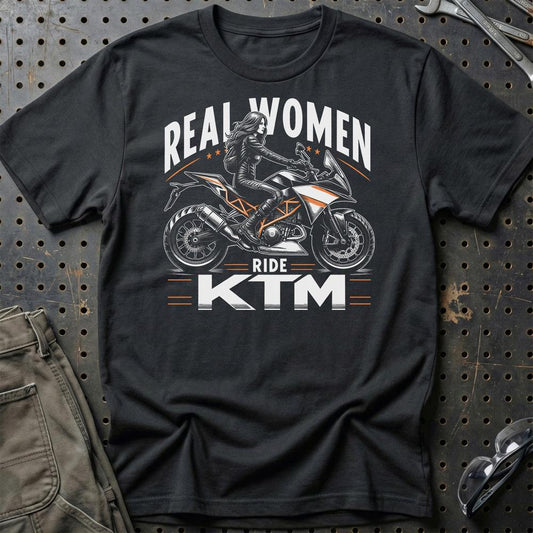 KTM Real Women Ride KTM - Unisex T-Shirt , Bomuld-Beklædning-KTM-Sort-S-Garage Culture Shop- garage - man cave - merchandise