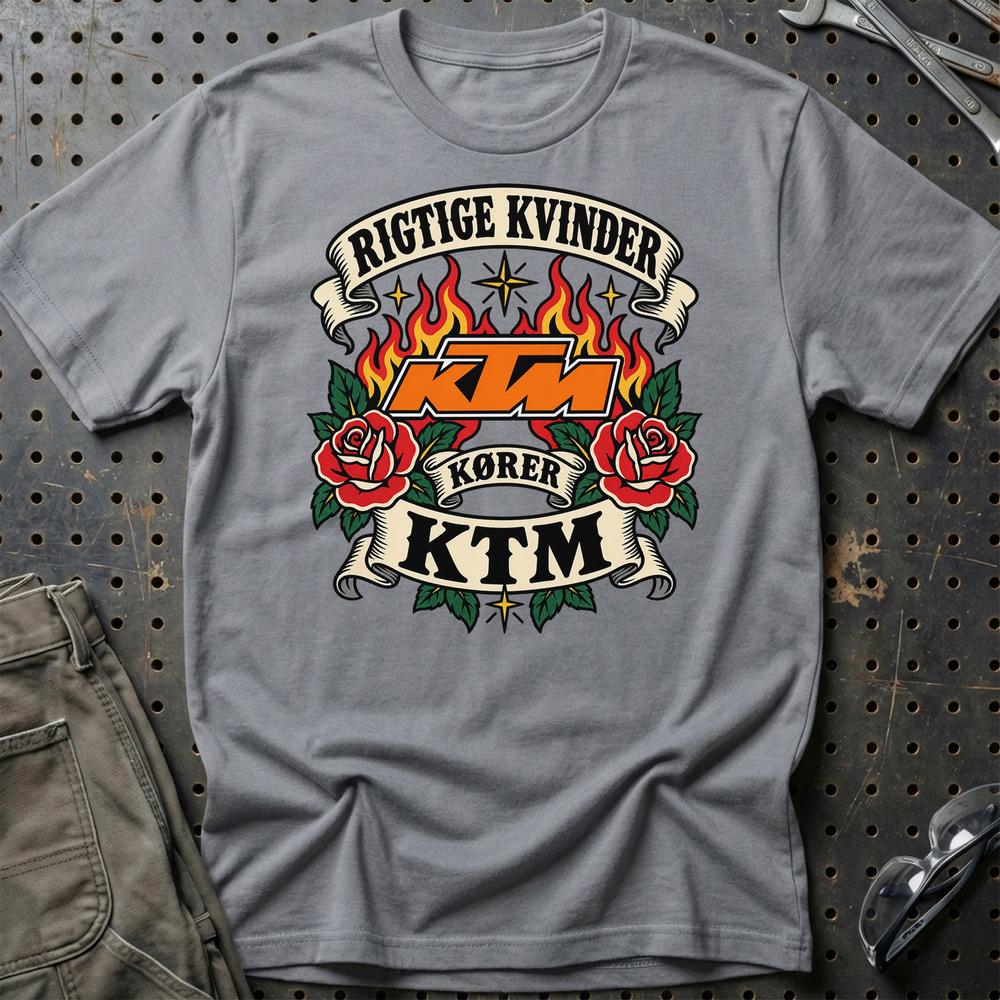 
Produktbillede af KTM Rigtige Kvinder Kører – Roser og Flammer T-Shirt