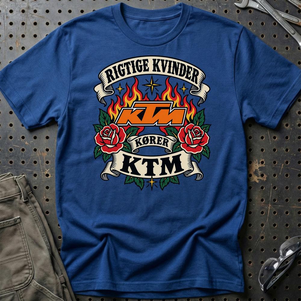 
Produktbillede af KTM Rigtige Kvinder Kører – Roser og Flammer T-Shirt