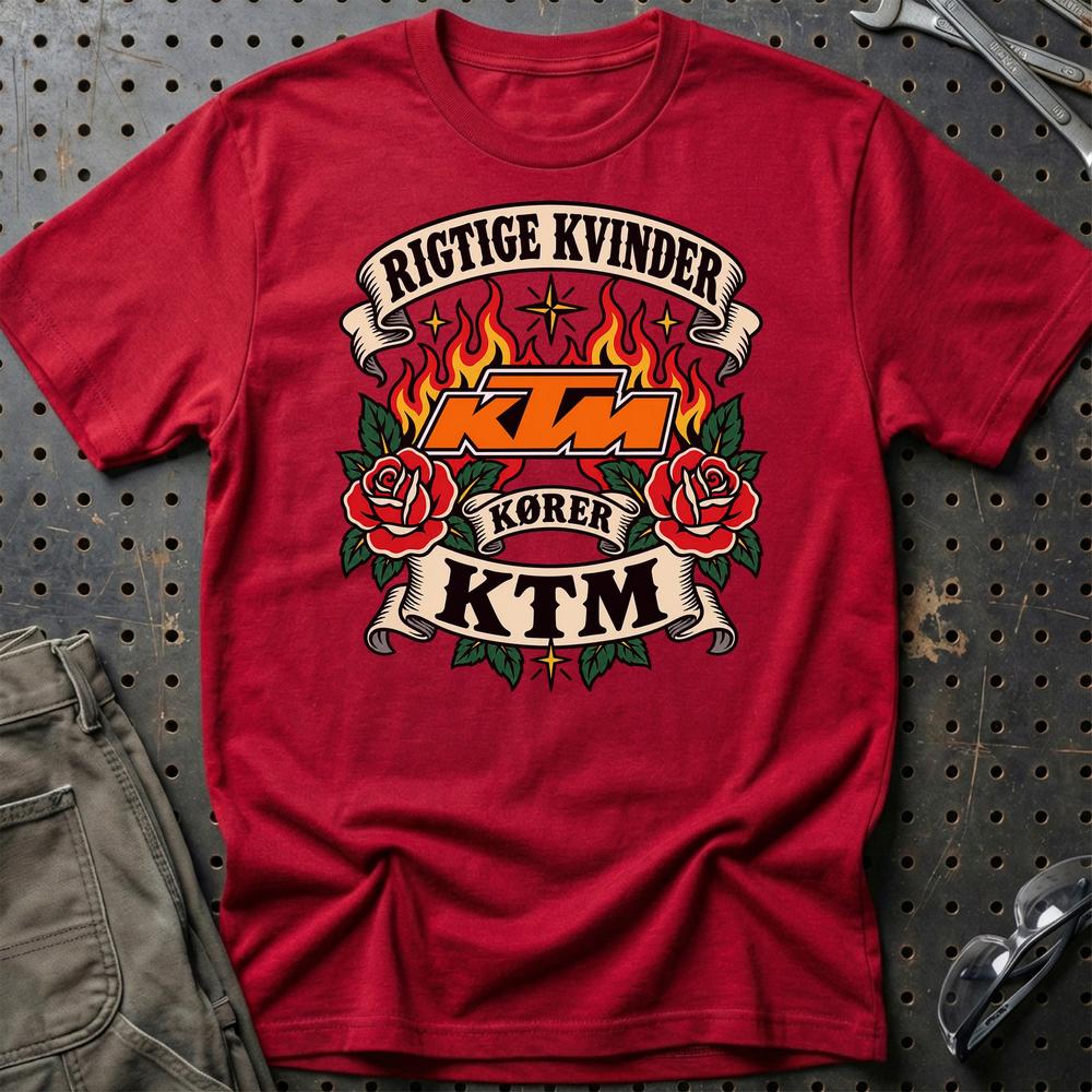 
Produktbillede af KTM Rigtige Kvinder Kører – Roser og Flammer T-Shirt