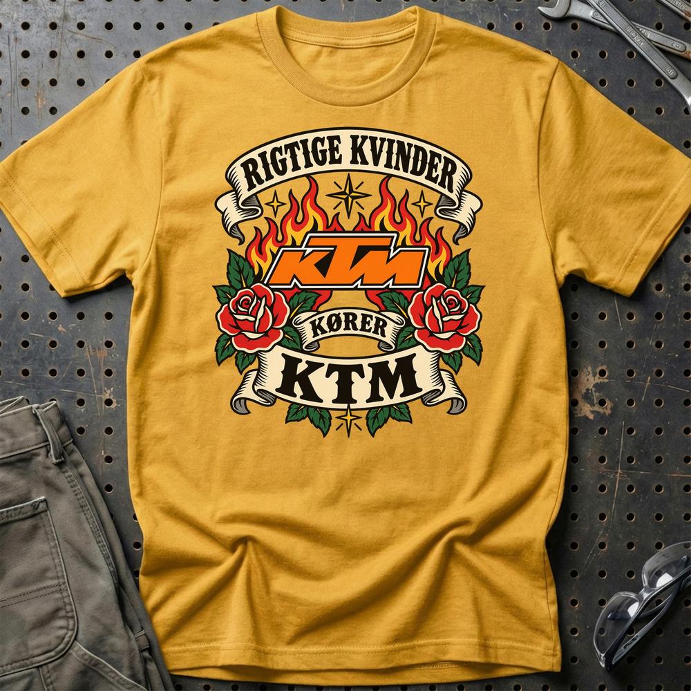 
Produktbillede af KTM Rigtige Kvinder Kører – Roser og Flammer T-Shirt