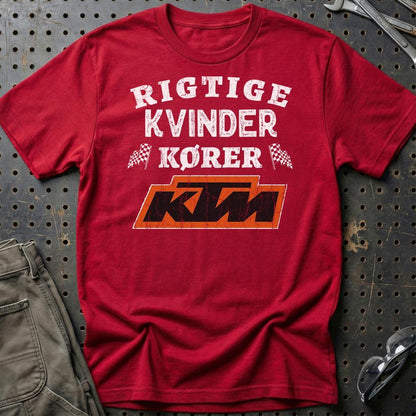 KTM Rigtige Kvinder Kører - Unisex T-Shirt , Bomuld-Beklædning-KTM-Rød-S-Garage Culture Shop- garage - man cave - merchandise