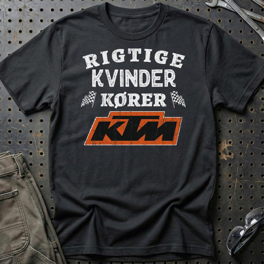 KTM Rigtige Kvinder Kører - Unisex T-Shirt , Bomuld-Beklædning-KTM-Sort-S-Garage Culture Shop- garage - man cave - merchandise