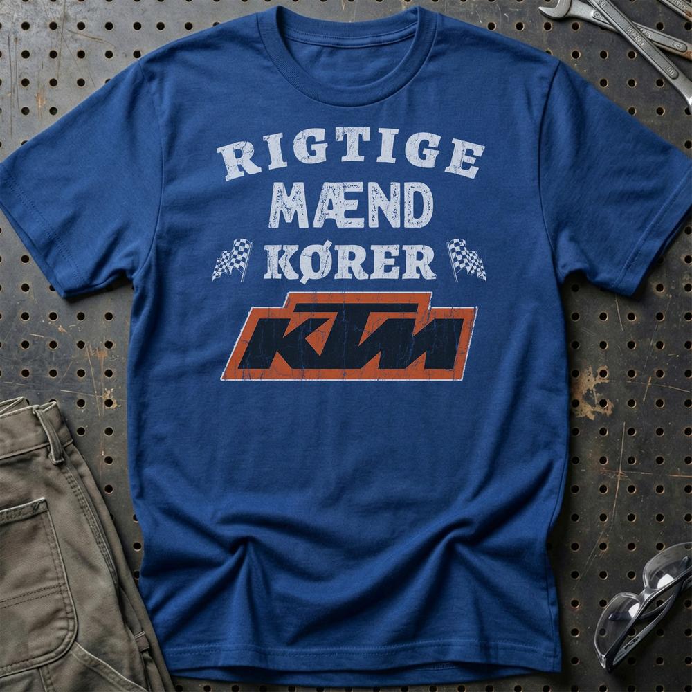 KTM Rigtige Mænd Kører - Unisex T-Shirt , Bomuld-Beklædning-KTM-Blå Royal-S-Garage Culture Shop- garage - man cave - merchandise