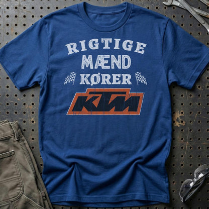 KTM Rigtige Mænd Kører - Unisex T-Shirt , Bomuld-Beklædning-KTM-Blå Royal-S-Garage Culture Shop- garage - man cave - merchandise