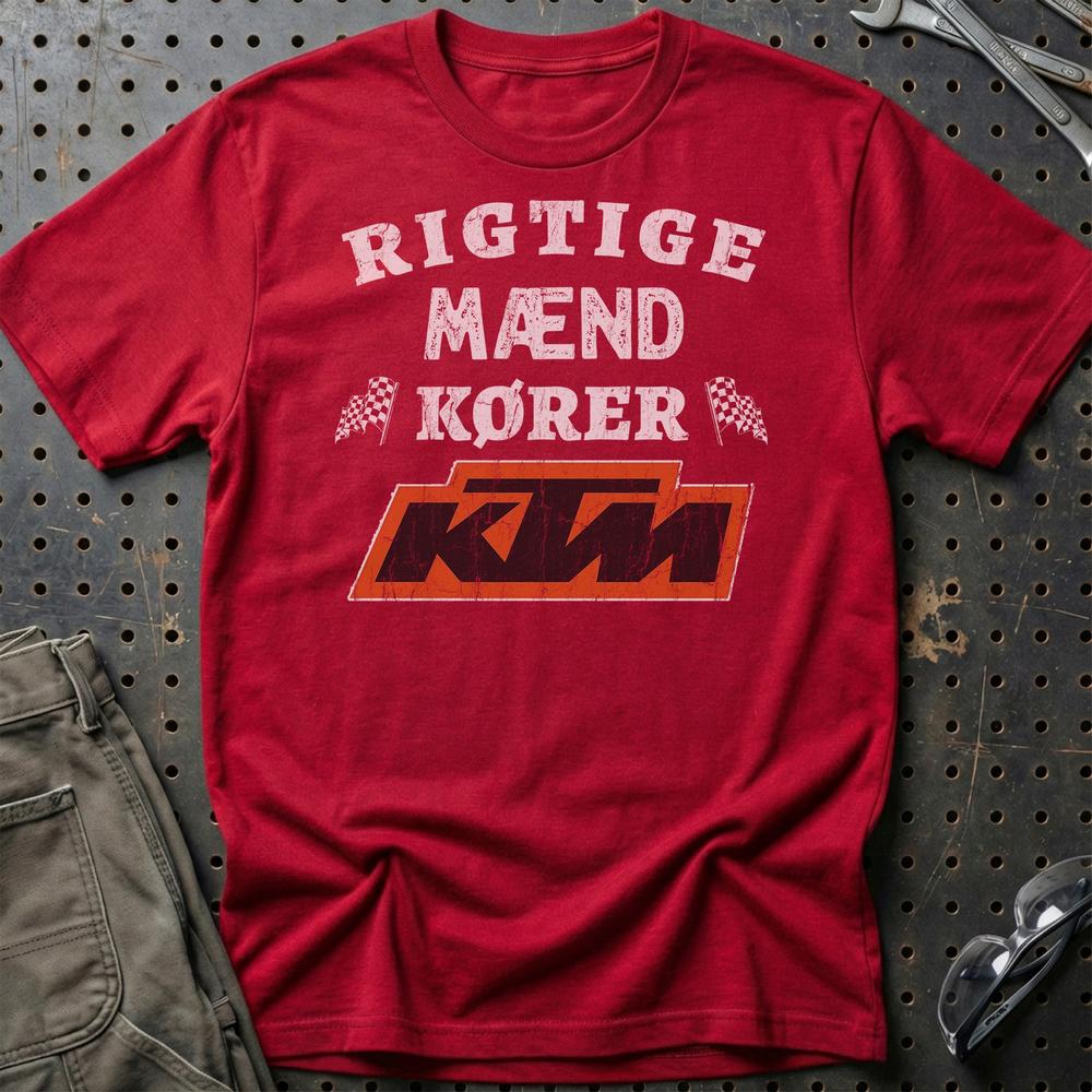KTM Rigtige Mænd Kører - Unisex T-Shirt , Bomuld-Beklædning-KTM-Rød-S-Garage Culture Shop- garage - man cave - merchandise