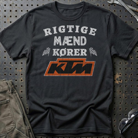 KTM Rigtige Mænd Kører - Unisex T-Shirt , Bomuld-Beklædning-KTM-Sort-S-Garage Culture Shop- garage - man cave - merchandise