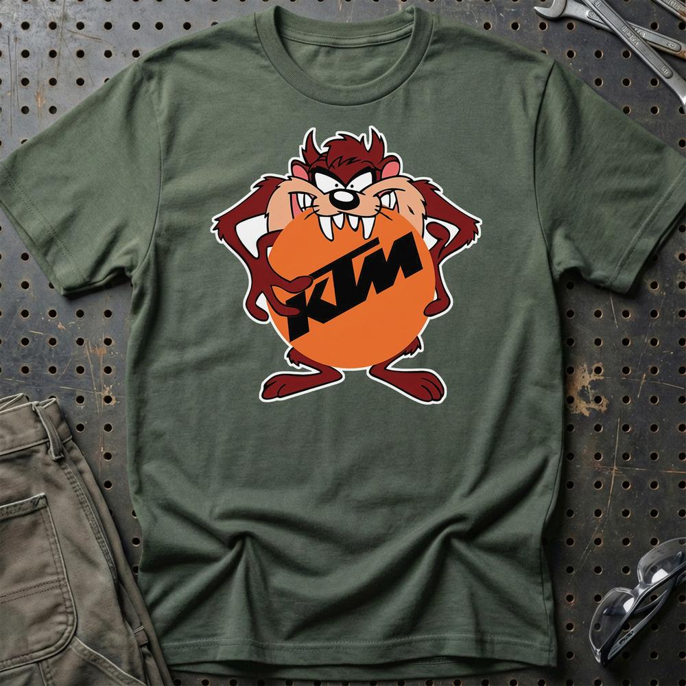 KTM TAZ Unisex T-Shirt , Bomuld-Beklædning-KTM-Grøn Militær-S-Garage Culture Shop- garage - man cave - merchandise