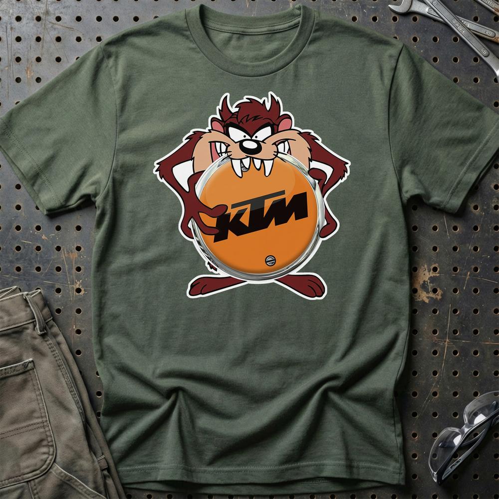KTM TAZ Unisex T-Shirt , Bomuld-Beklædning-KTM-Grøn Militær-S-Garage Culture Shop- garage - man cave - merchandise