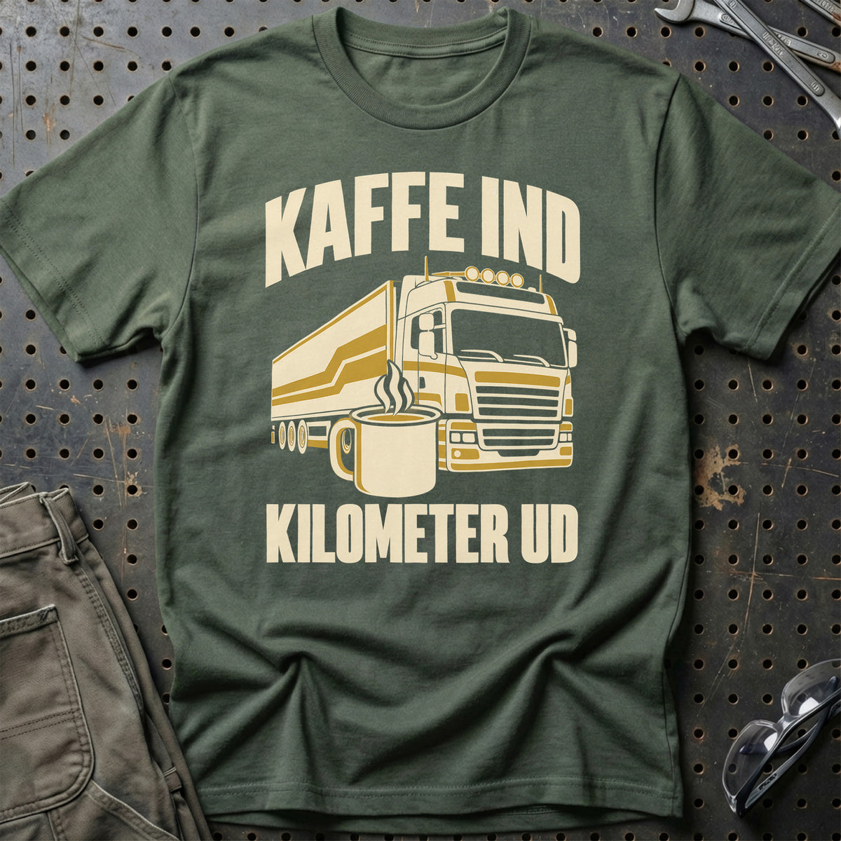 
Produktbillede af Kaffe ind kilometer ud T-Shirt