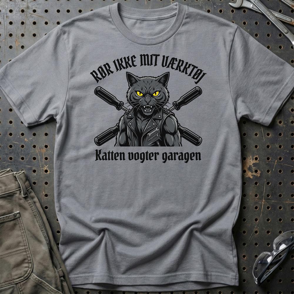 Katten Vogter Garagen T-Shirt-Beklædning-Garage Culture-Grå Sport-S-Garage Culture Shop- garage - man cave - merchandise