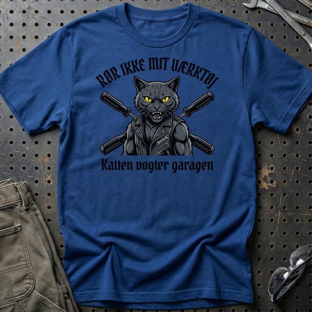 Katten Vogter Garagen T-Shirt-Beklædning-Garage Culture-Blå Royal-S-Garage Culture Shop- garage - man cave - merchandise