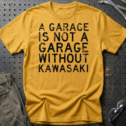Kawasaki - A Garage Is Not A Garage Without Kawasaki - Unisex T-Shirt , Bomuld-Beklædning-Kawasaki-Guld-S-Garage Culture Shop- garage - man cave - merchandise