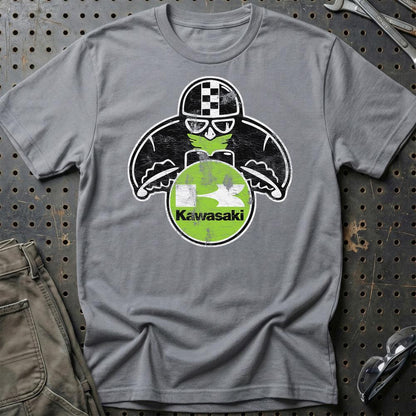Kawasaki Biker Vintage Style Unisex T-Shirt , Bomuld-Beklædning-Kawasaki-Grå Sport-S-Garage Culture Shop- garage - man cave - merchandise