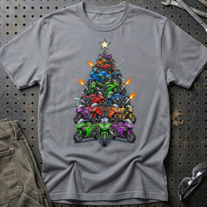 Kawasaki Juletræ Christmas Tree - Unisex T-Shirt-Beklædning-Kawasaki-Grå Sport-S-Garage Culture Shop- garage - man cave - merchandise
