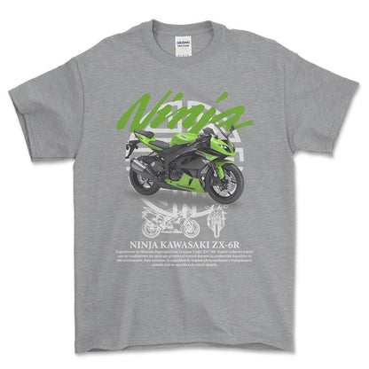 Kawasaki Ninja Unisex T-Shirt , Bomuld-Beklædning-Kawasaki-Grå Sport-S-Forside-Garage Culture Shop- garage - man cave - merchandise