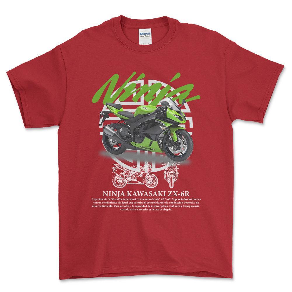 Kawasaki Ninja Unisex T-Shirt , Bomuld-Beklædning-Kawasaki-Rød-S-Forside-Garage Culture Shop- garage - man cave - merchandise