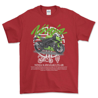 Kawasaki Ninja Unisex T-Shirt , Bomuld-Beklædning-Kawasaki-Rød-S-Forside-Garage Culture Shop- garage - man cave - merchandise