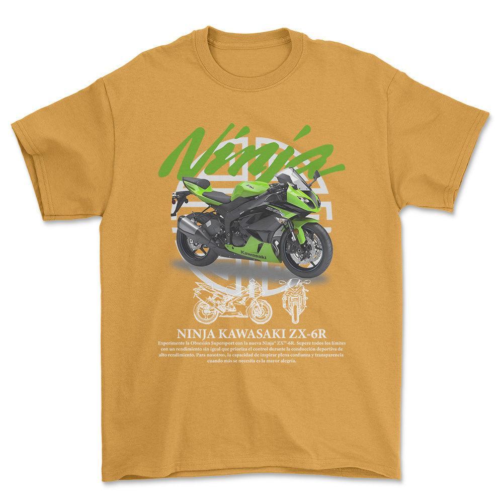 Kawasaki Ninja Unisex T-Shirt , Bomuld-Beklædning-Kawasaki-Guld-S-Forside-Garage Culture Shop- garage - man cave - merchandise
