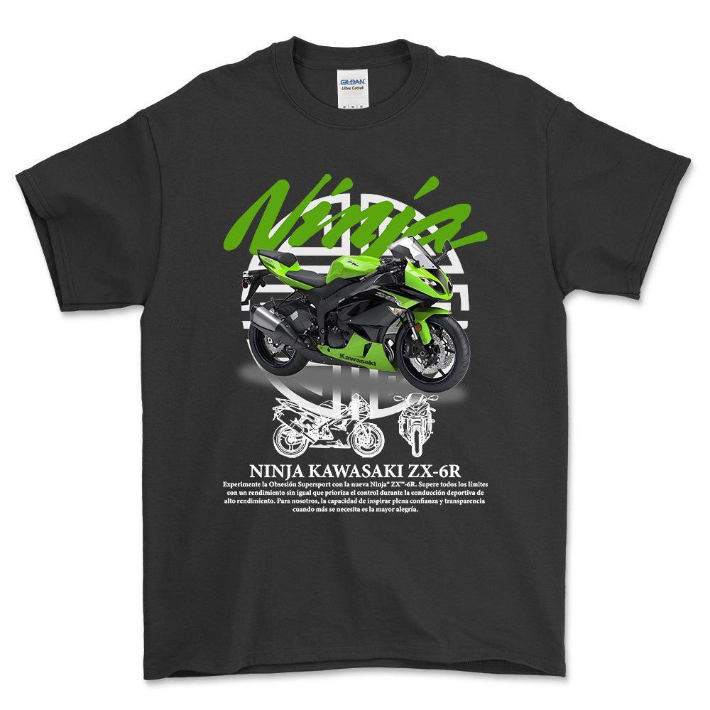 Kawasaki Ninja Unisex T-Shirt , Bomuld-Beklædning-Kawasaki-Sort-S-Forside-Garage Culture Shop- garage - man cave - merchandise