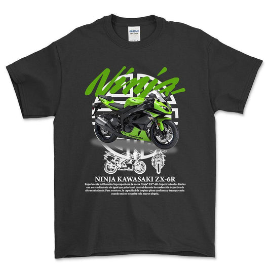 Kawasaki Ninja Unisex T-Shirt , Bomuld-Beklædning-Kawasaki-Sort-S-Forside-Garage Culture Shop- garage - man cave - merchandise