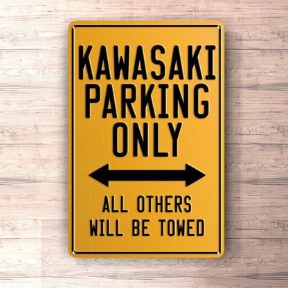 Kawasaki Parking Only Skilte, Musemåtte, Dørmåtte , Plakat-Parking skilte-Kawasaki-Garage Culture Shop- garage - man cave - merchandise