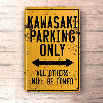 Kawasaki Parking Only Skilte, Musemåtte, Dørmåtte , Plakat-Parking skilte-Kawasaki-Garage Culture Shop- garage - man cave - merchandise