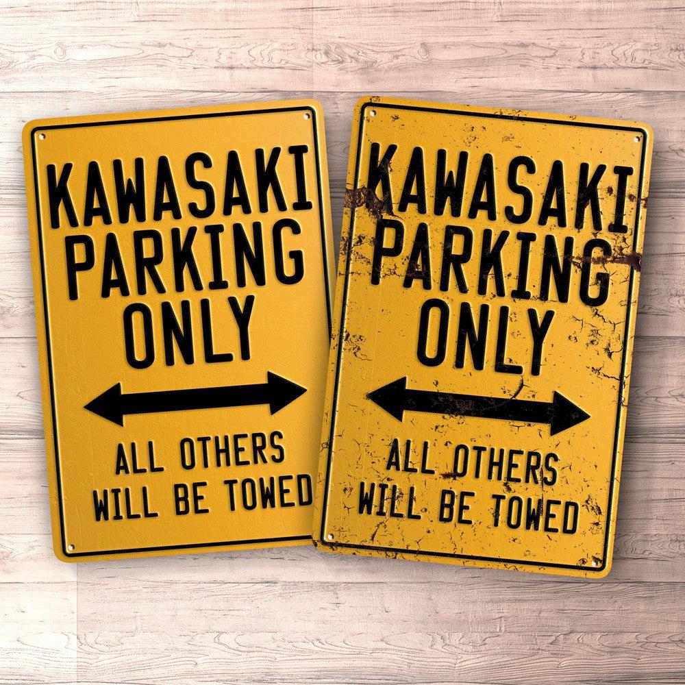 Kawasaki Parking Only Skilte, Musemåtte, Dørmåtte , Plakat-Parking skilte-Kawasaki-Garage Culture Shop- garage - man cave - merchandise