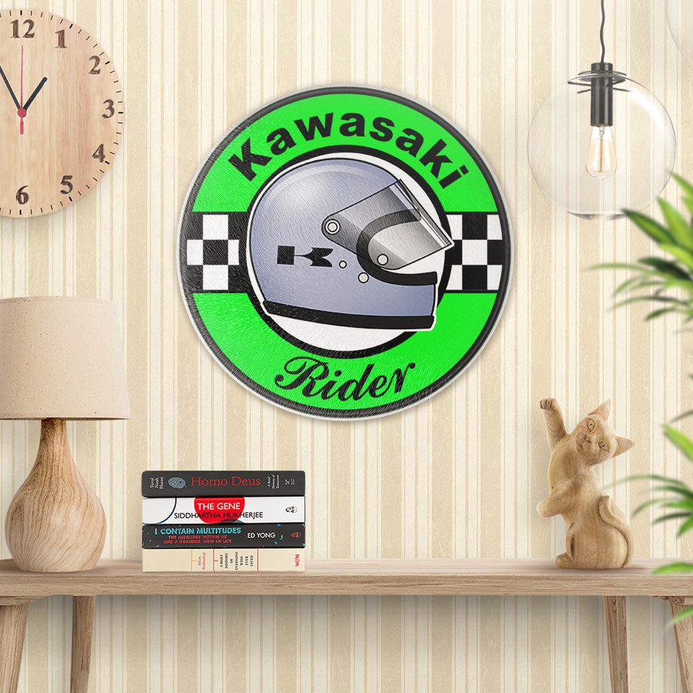 Kawasaki Rider Runde Skilte , Musemåtte Rundt , Kop Underlag, Underlagssæt-Runde Skilte-Kawasaki-Garage Culture Shop- garage - man cave - merchandise