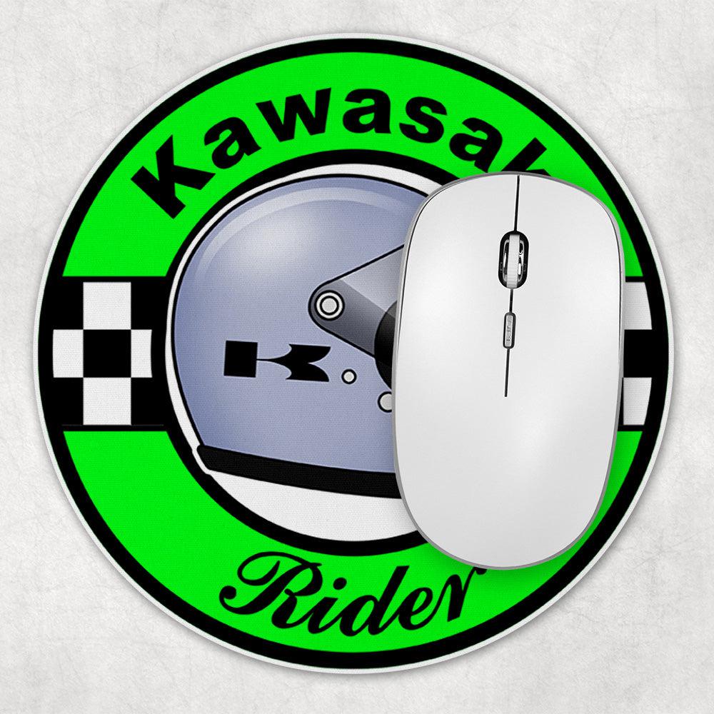 Kawasaki Rider Runde Skilte , Musemåtte Rundt , Kop Underlag, Underlagssæt-Runde Skilte-Kawasaki-Garage Culture Shop- garage - man cave - merchandise