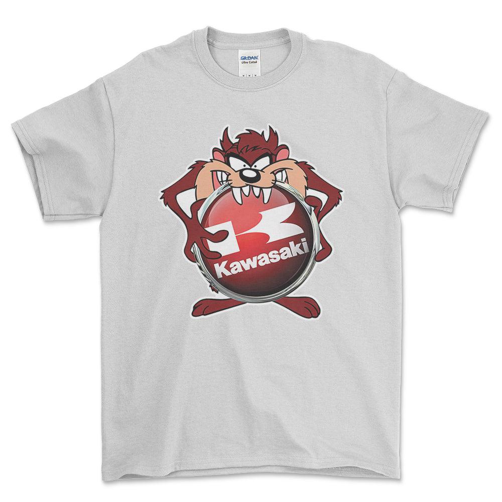 Kawasaki TAZ Unisex T-Shirt , Bomuld-Beklædning-Kawasaki-Hvid-S-Forside-Garage Culture Shop- garage - man cave - merchandise
