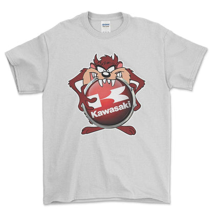 Kawasaki TAZ Unisex T-Shirt , Bomuld-Beklædning-Kawasaki-Hvid-S-Forside-Garage Culture Shop- garage - man cave - merchandise