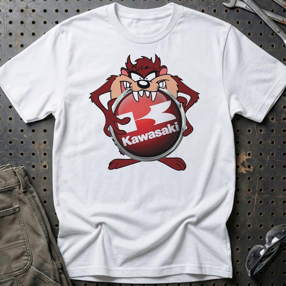 Kawasaki TAZ Unisex T-Shirt , Bomuld-Beklædning-Kawasaki-Hvid-S-Garage Culture Shop- garage - man cave - merchandise