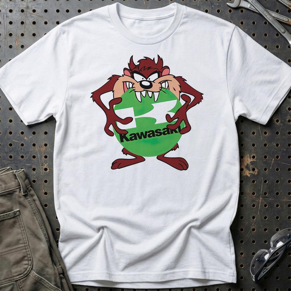 Kawasaki TAZ Unisex T-Shirt , Bomuld-Beklædning-Kawasaki-Hvid-S-Garage Culture Shop- garage - man cave - merchandise