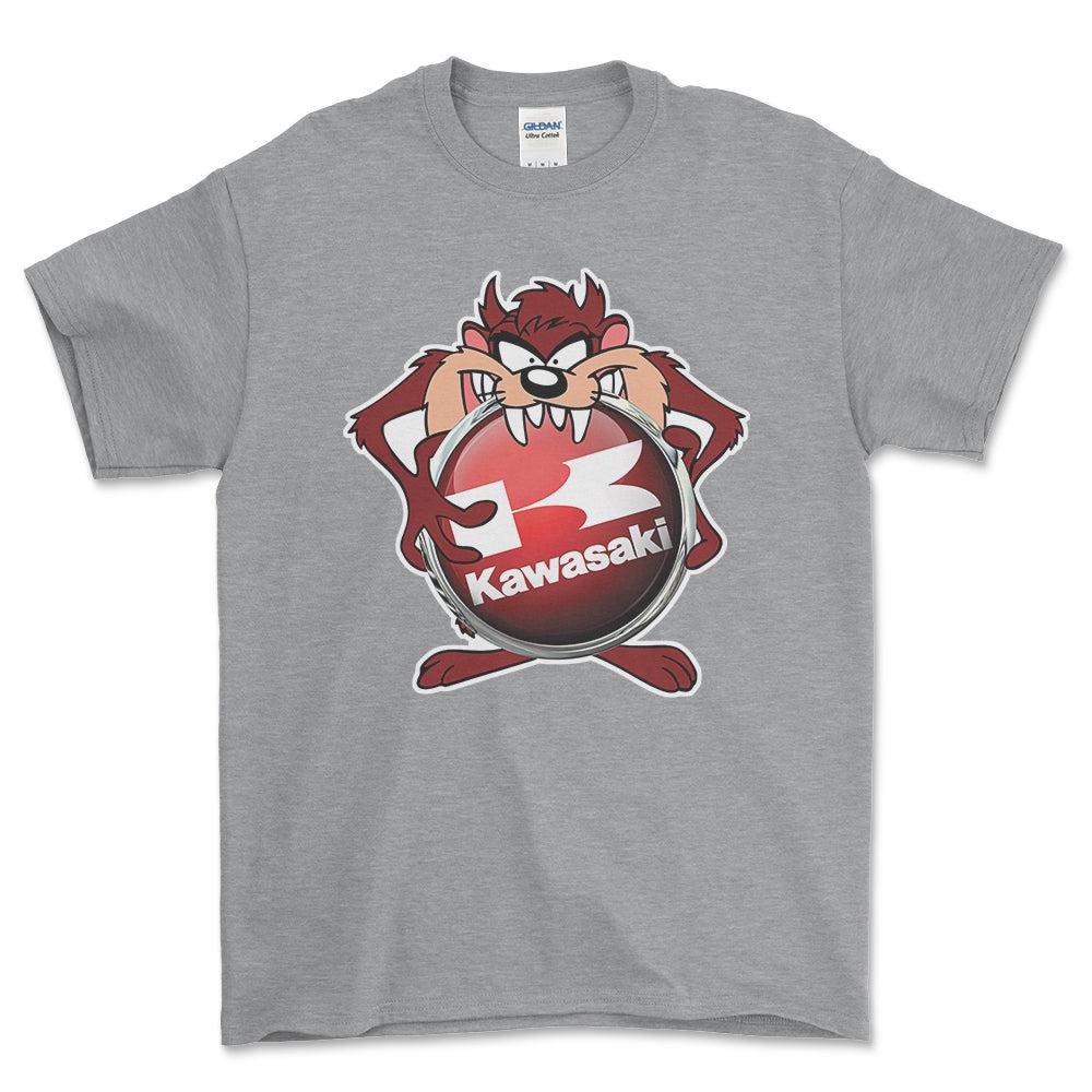 Kawasaki TAZ Unisex T-Shirt , Bomuld-Beklædning-Kawasaki-Grå Sport-S-Forside-Garage Culture Shop- garage - man cave - merchandise