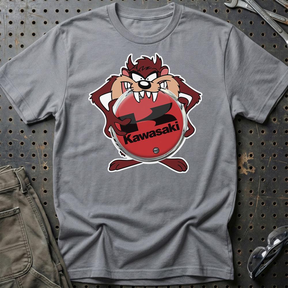 Kawasaki TAZ Unisex T-Shirt , Bomuld-Beklædning-Kawasaki-Grå Sport-S-Garage Culture Shop- garage - man cave - merchandise