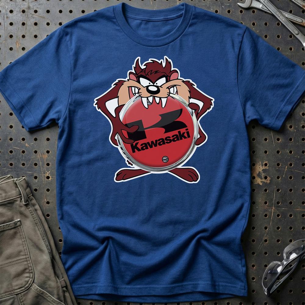 Kawasaki TAZ Unisex T-Shirt , Bomuld-Beklædning-Kawasaki-Blå Royal-S-Garage Culture Shop- garage - man cave - merchandise