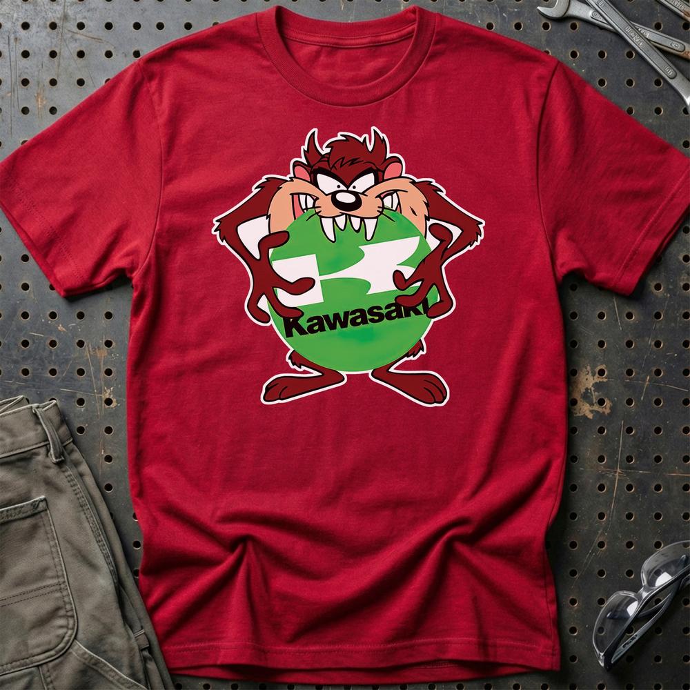 Kawasaki TAZ Unisex T-Shirt , Bomuld-Beklædning-Kawasaki-Rød-S-Garage Culture Shop- garage - man cave - merchandise