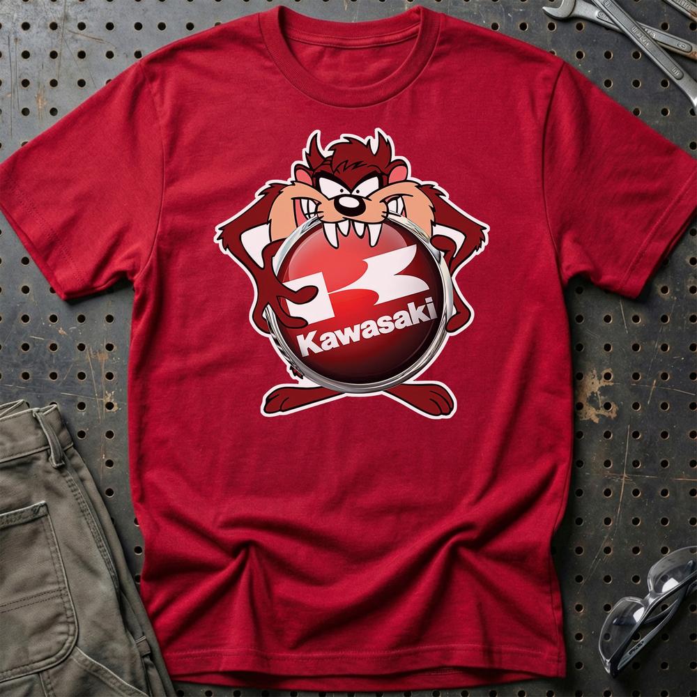 Kawasaki TAZ Unisex T-Shirt , Bomuld-Beklædning-Kawasaki-Rød-S-Garage Culture Shop- garage - man cave - merchandise