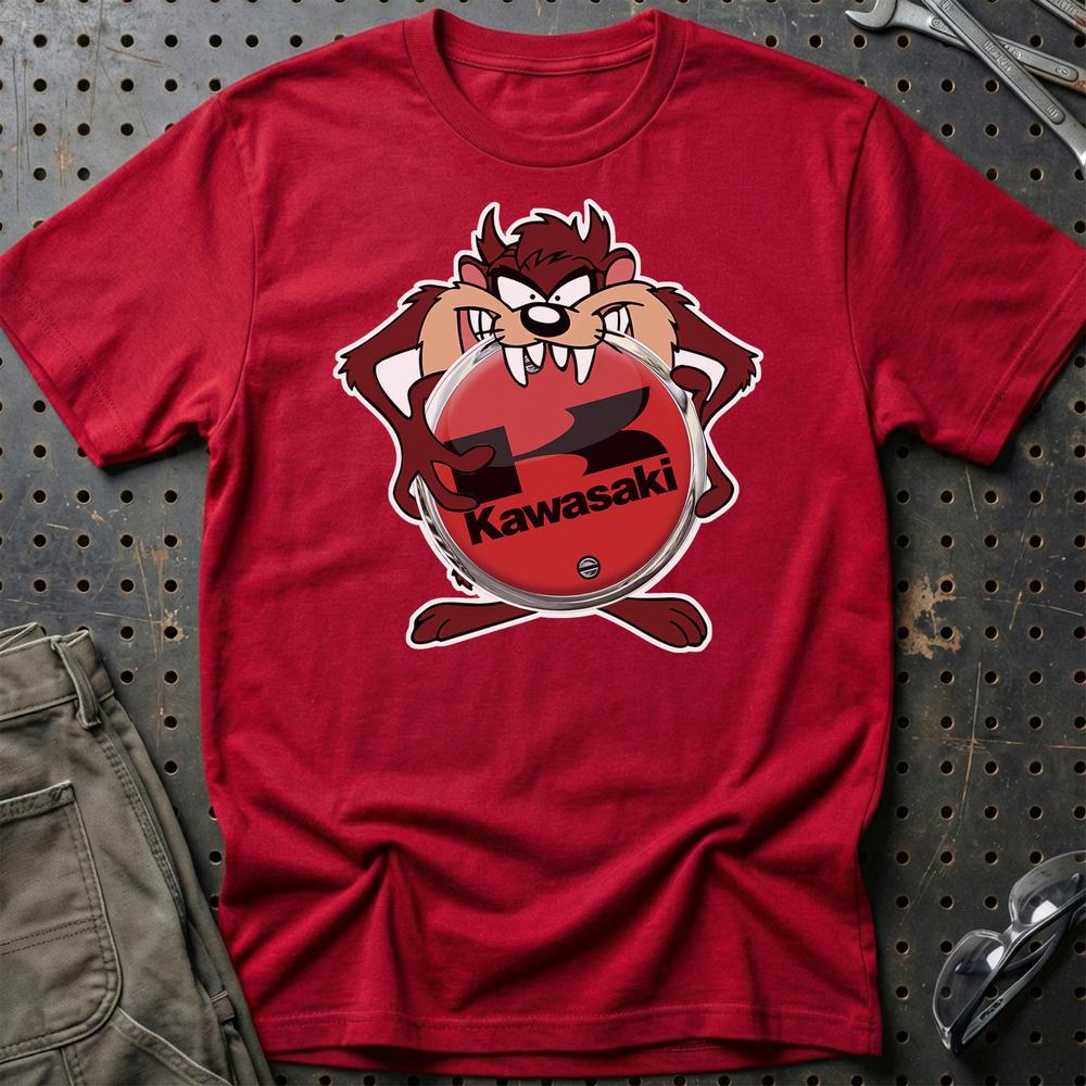 Kawasaki TAZ Unisex T-Shirt , Bomuld-Beklædning-Kawasaki-Rød-S-Garage Culture Shop- garage - man cave - merchandise