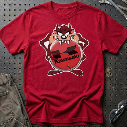 Kawasaki TAZ Unisex T-Shirt , Bomuld-Beklædning-Kawasaki-Rød-S-Garage Culture Shop- garage - man cave - merchandise