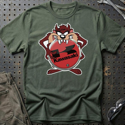 Kawasaki TAZ Unisex T-Shirt , Bomuld-Beklædning-Kawasaki-Grøn Militær-S-Garage Culture Shop- garage - man cave - merchandise