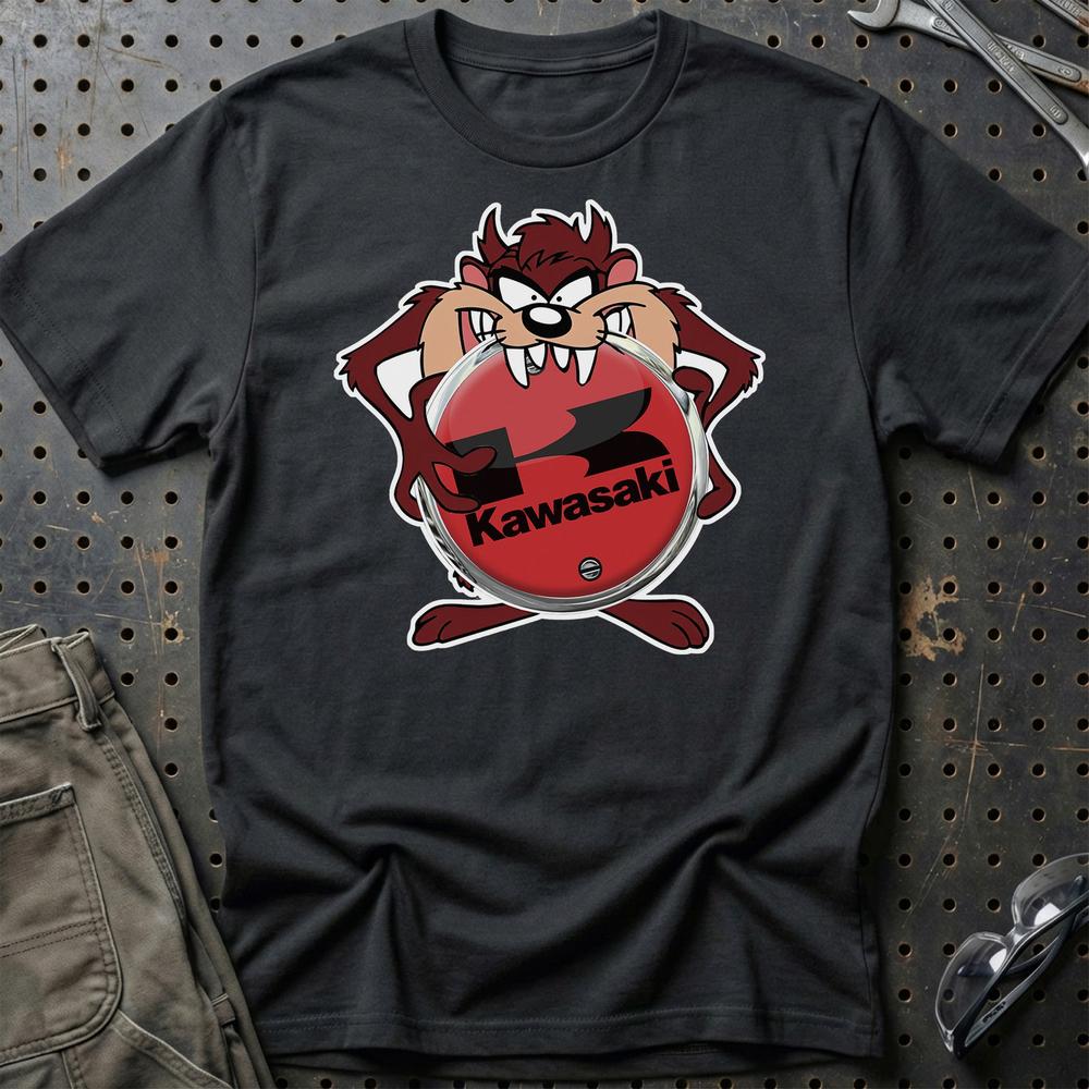 Kawasaki TAZ Unisex T-Shirt , Bomuld-Beklædning-Kawasaki-Sort-S-Garage Culture Shop- garage - man cave - merchandise